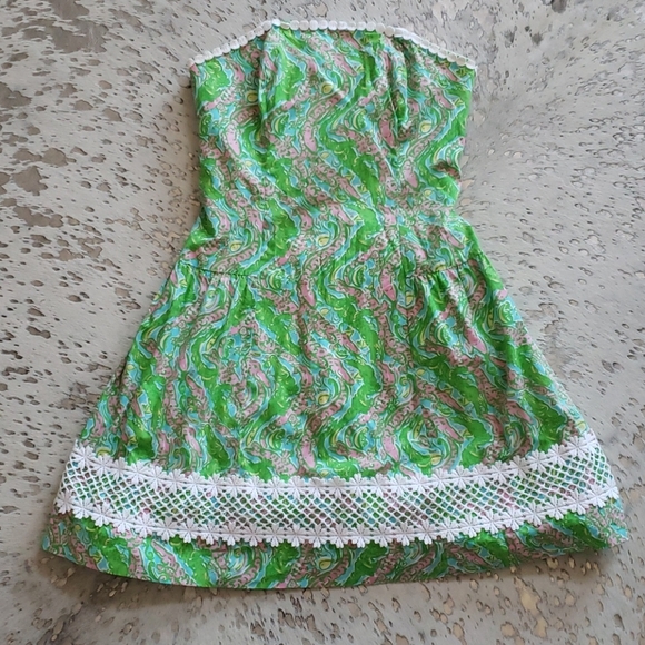 Lilly Pulitzer Jordan Strapless Dress Chomp Chomp Fit & Flare Sz2 - Picture 3 of 9